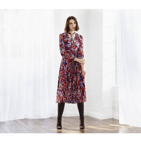 Karen Millen Pansy Pop Pintuck Pussybow Midi Dress 8 - Picture 3 of 8